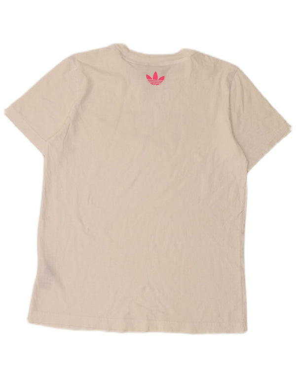 Adidas Camiseta gráfica para mujer Top UK 12 Medium White Cotton