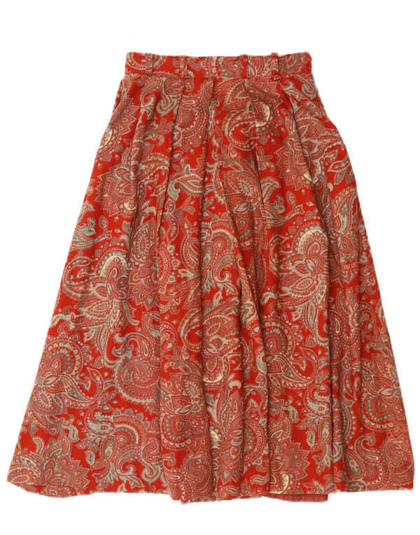 DORENE Falda acampanada de cintura alta para mujer EU 36 Small W24 Rojo Paisley Acrílico