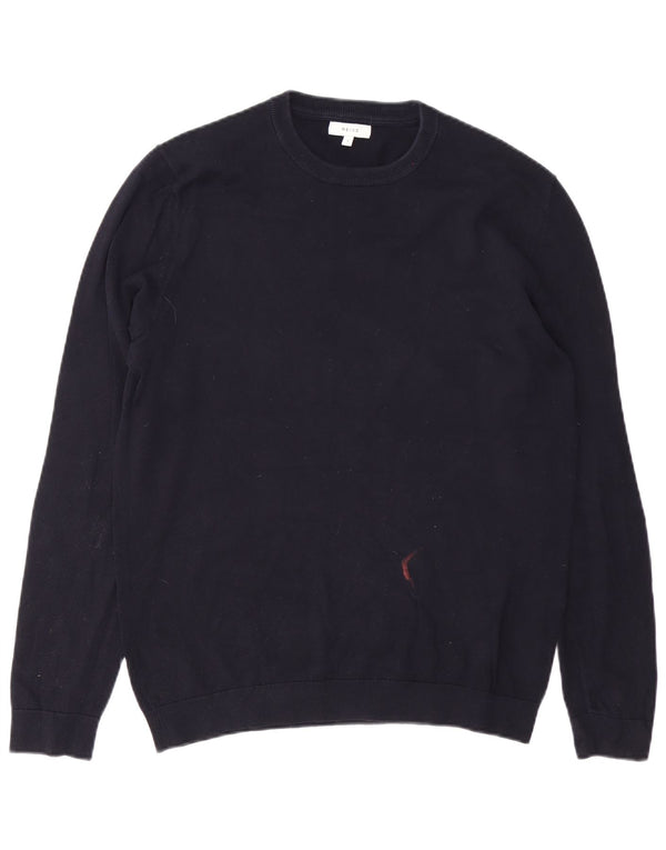 Reiss - Jersey de cuello redondo para hombre, talla grande, algodón azul marino