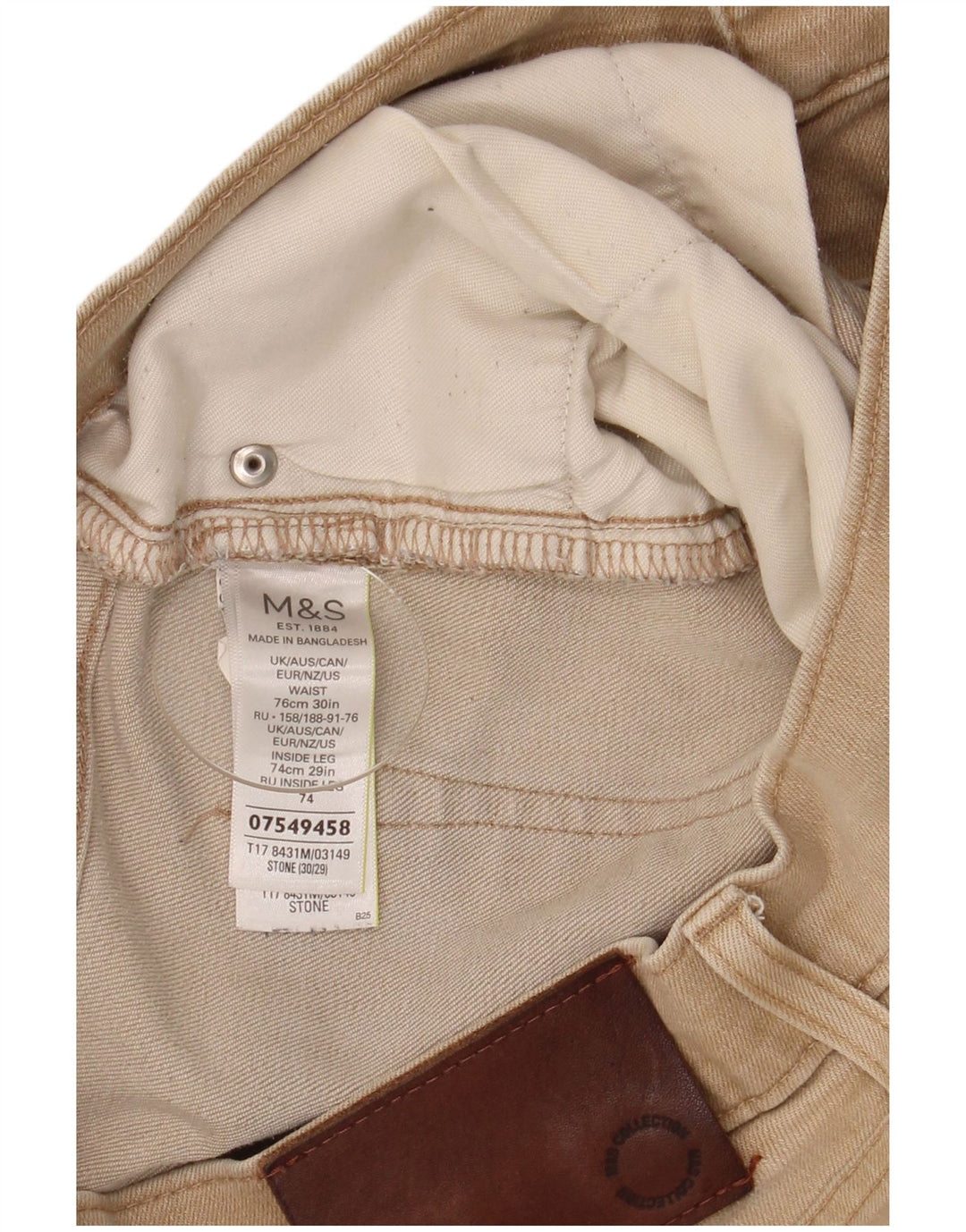 Vaqueros rectos de corte regular para hombre de Marks & Spencer W30 L29 Beige de algodón