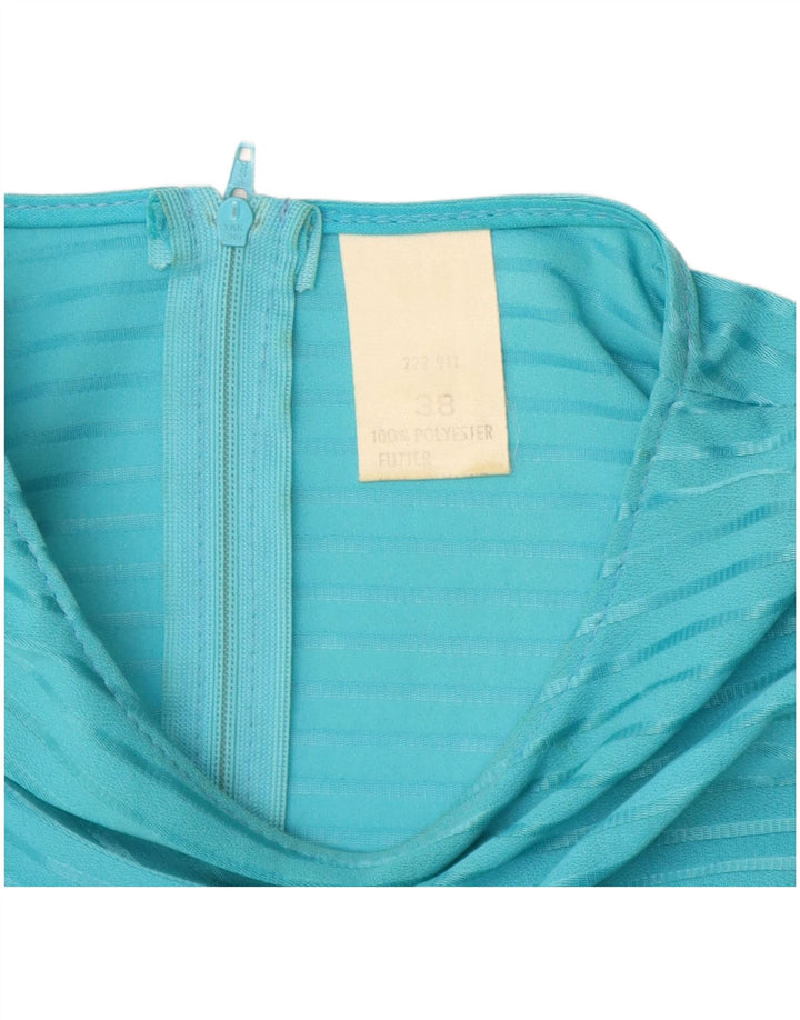 Vintage mujer A-Line vestido EU 38 Poliéster a rayas azul medio