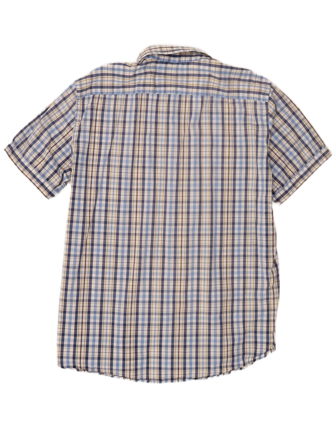 Carrera Camisa de manga corta para hombre de corte regular, 2XL, cuadros azules