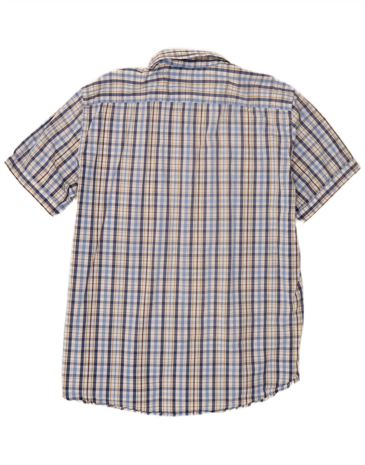 Carrera Camisa de manga corta para hombre de corte regular, 2XL, cuadros azules
