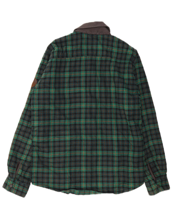Eddie Bauer Camisa de franela Sherpa para hombre UK 38 Medium Green Check Classic