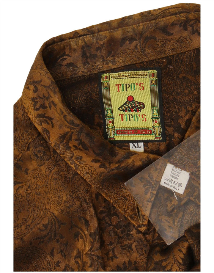 Camisa Hombre Tipo' S XL Viscosa Paisley Marrón