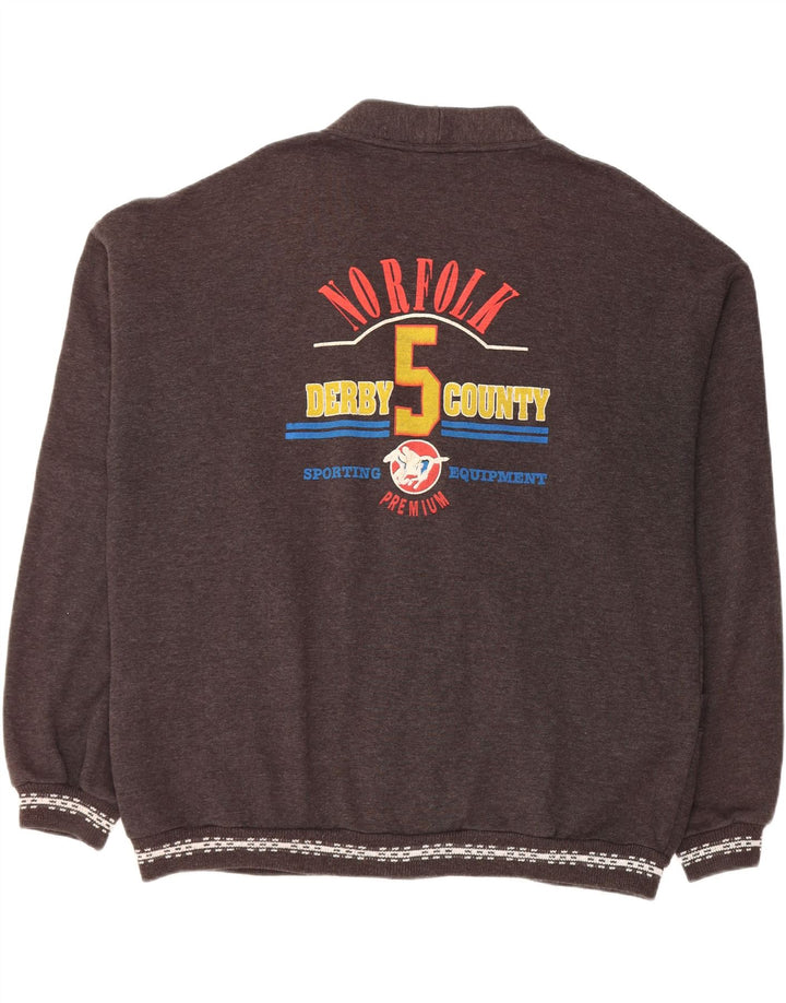 VINTAGE Suéter tipo cárdigan gráfico para hombre 2XL Gris