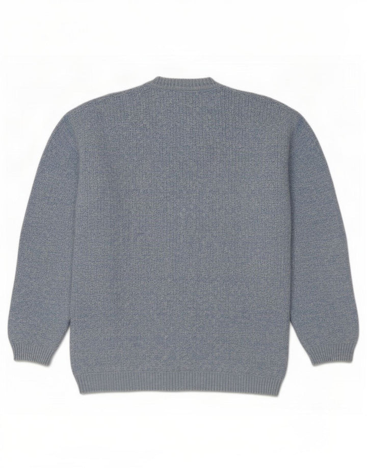 Colorado Jersey con cuello en V para hombre de algodón moteado azul medio