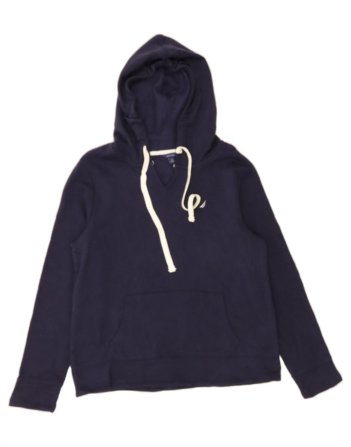 NAUTICA Womens Oversized Hoodie Jumper UK 10 Small Navy Blue Polyester Vintage Nautica and Second-Hand Nautica from Messina Hembry 