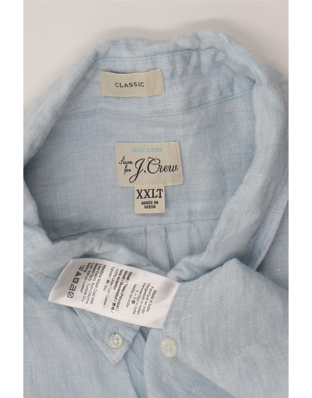 J. CREW Camisa alta de corte clásico para hombre 2XL Lino azul