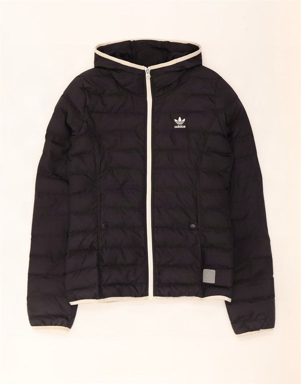 Adidas Chaqueta acolchada con capucha para mujer UK 8 Small Poliéster negro