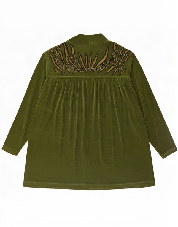 Piccadilly Blusa camisera extragrande con estampado abstracto para mujer, talla 40, color verde
