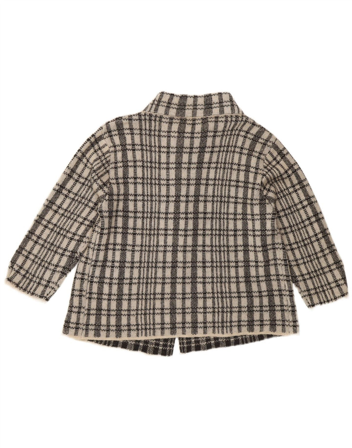 Vintage mujer 3/4 manga cardigan suéter Reino Unido 12 cheque azul medio