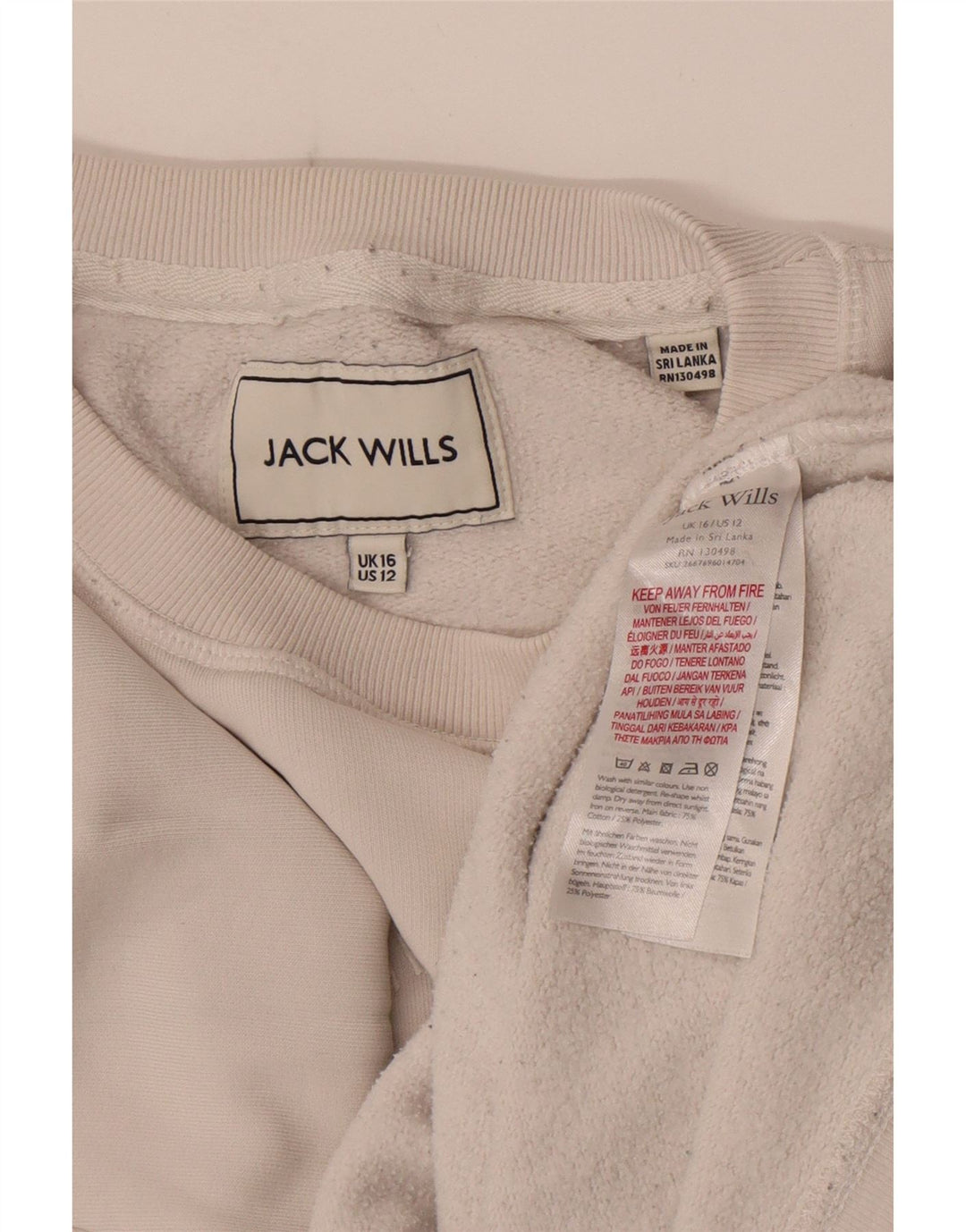 Jack Wills Sudadera de gran tamaño con gráfico para mujer, talla 40, color blanco
