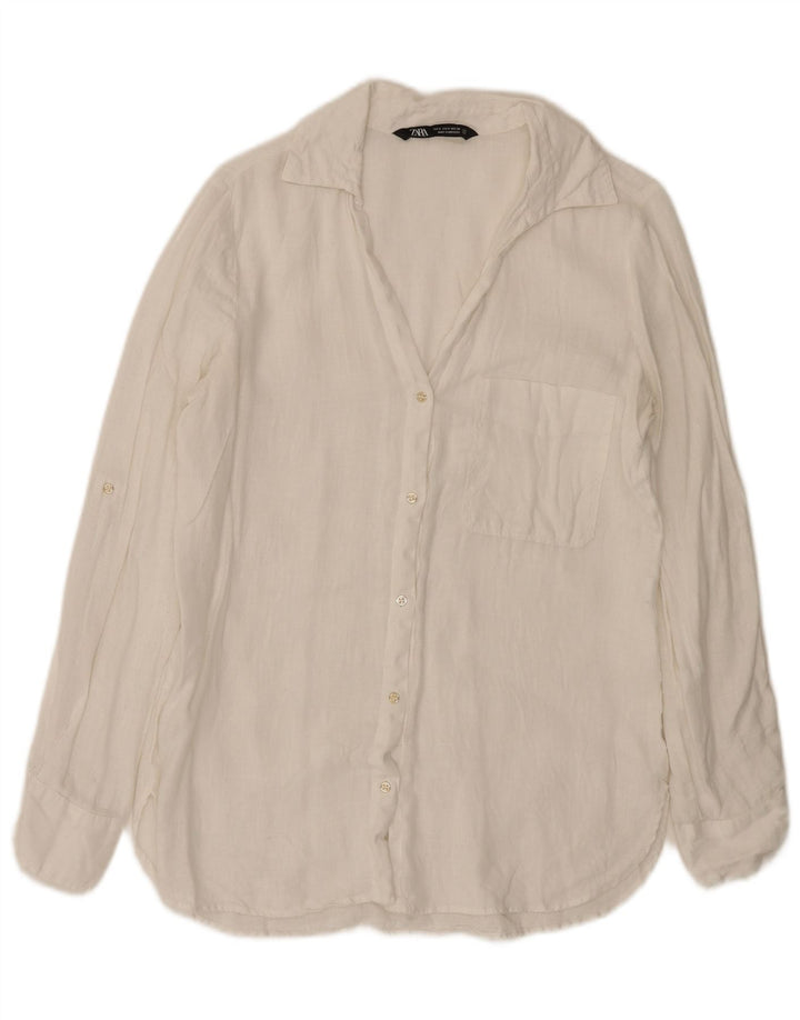 Camisa Zara Mujer UK 10 Small Blanco