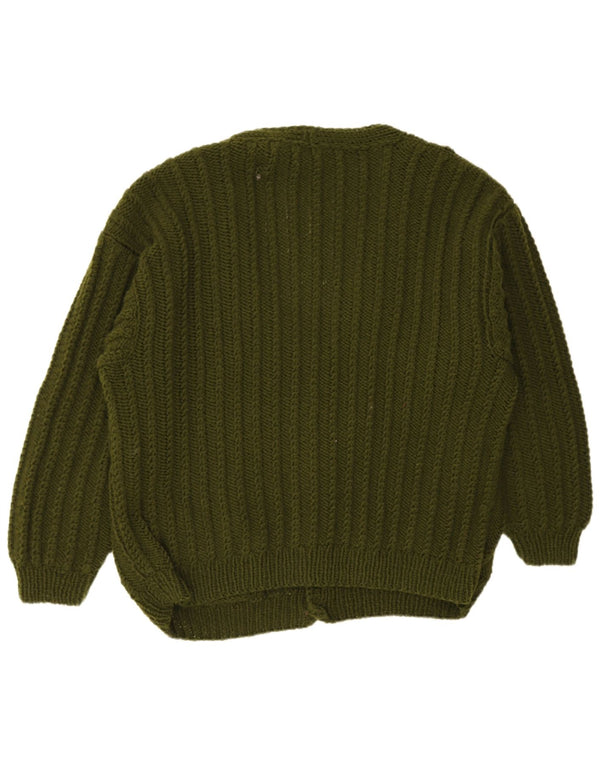 Vintage Hombres Cardigan Suéter XL Caqui