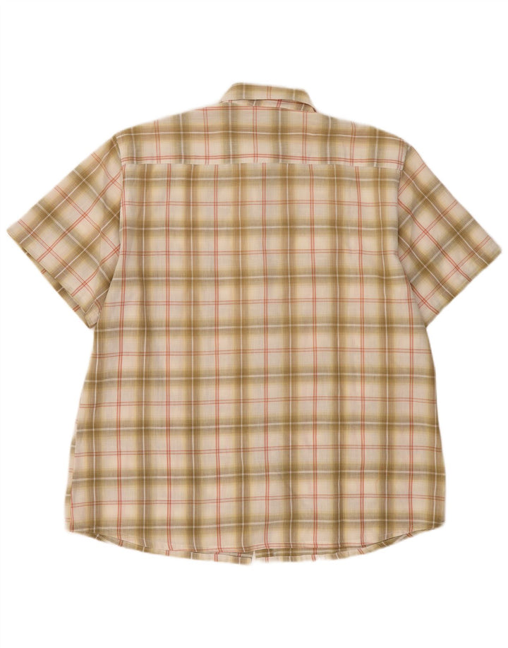 Camisa vintage de manga corta para hombre 2XL Beige Check