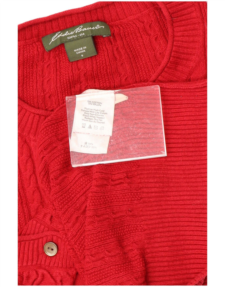 EDDIE BAUER Suéter cárdigan para mujer Reino Unido 10 Pequeño algodón rojo