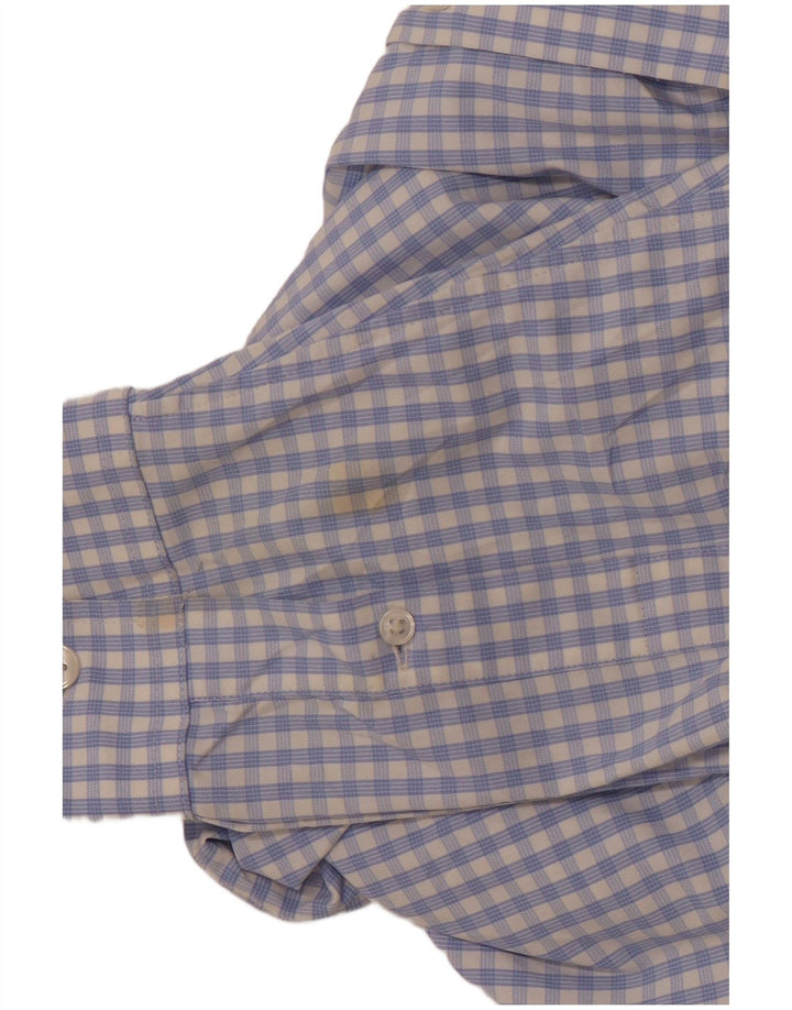 BONOBOS Camisa de ajuste atlético para hombre, nailon a cuadros azul grande