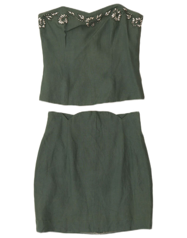 Angelo Santagostino Conjunto de falda de 2 piezas para mujer IT 44 Medium W26 Green Designe