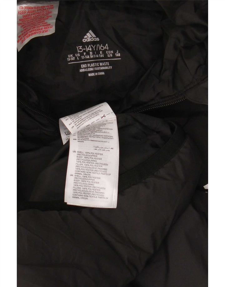 Adidas Chaqueta acolchada con capucha para niño 13-14 años Negro Poliéster