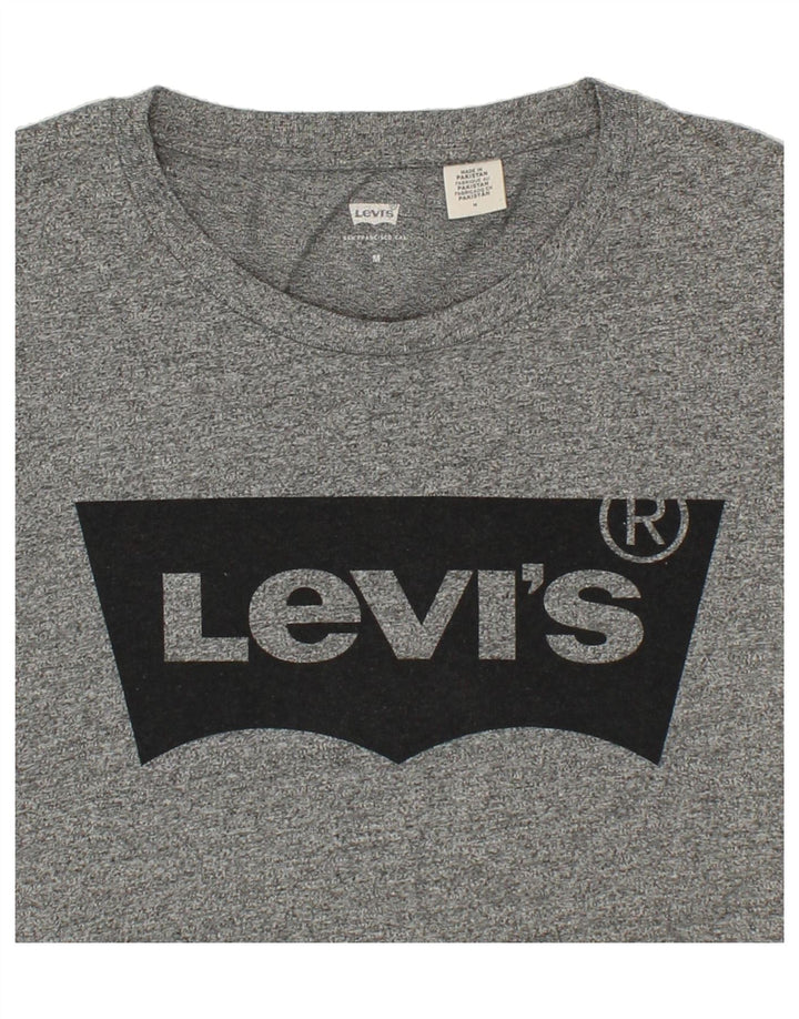 LEVI'S Womens Graphic T-Shirt Top UK 12 Medium Grey Flecked Vintage Levi's and Second-Hand Levi's from Messina Hembry 