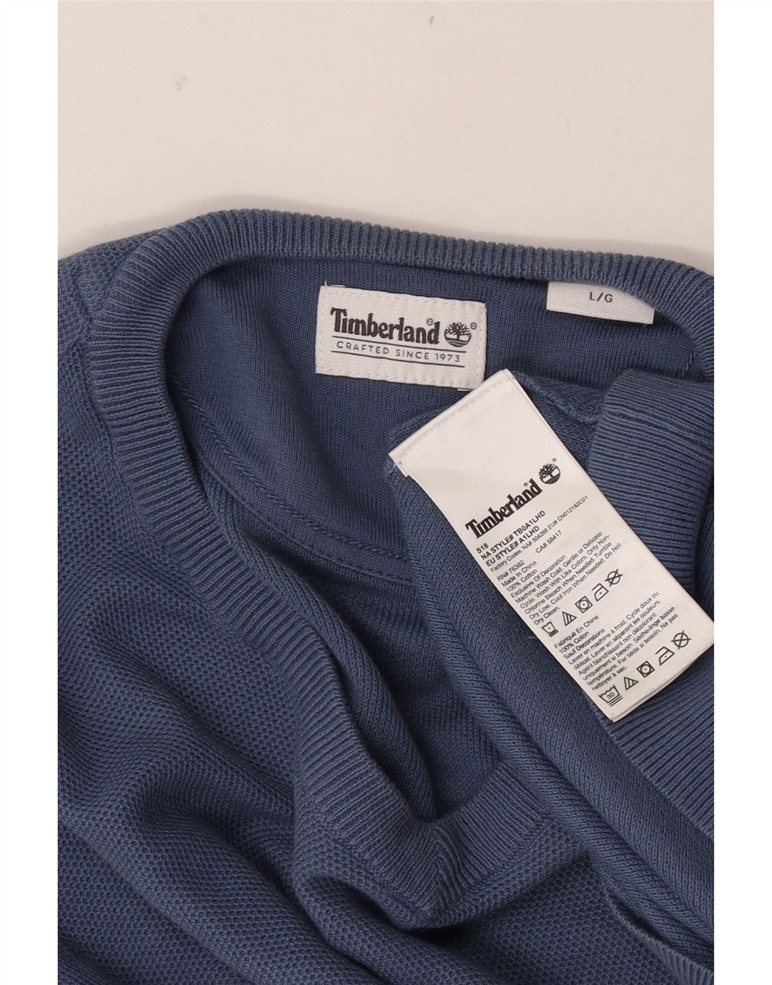 Timberland - Jersey con cuello en V para hombre, talla grande, algodón azul