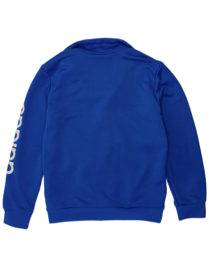ADIDAS Boys Graphic Tracksuit Top Jacket 7-8 Years Blue Polyester