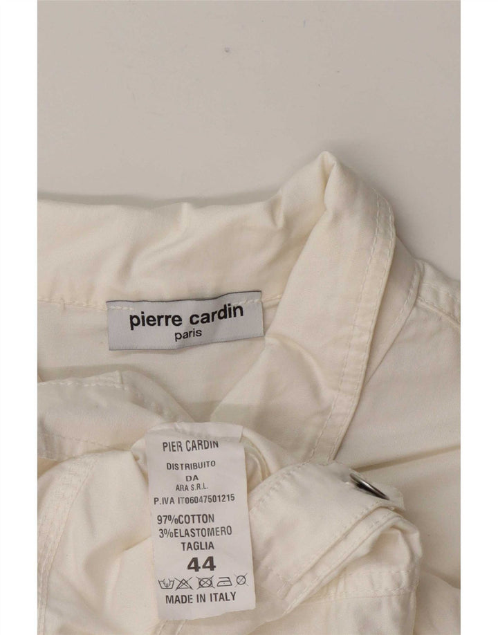 Chaqueta vaquera corta para mujer Pierre Cardin IT 44 Algodón blanco mediano