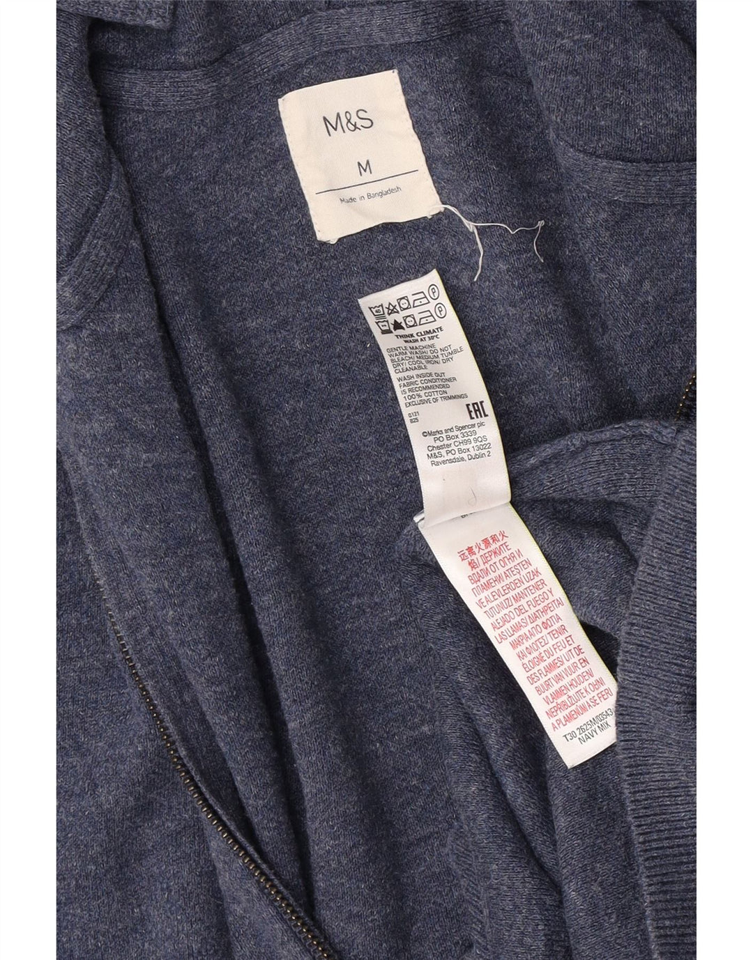 Marks & Spencer Suéter tipo cárdigan con capucha para hombre Algodón azul medio