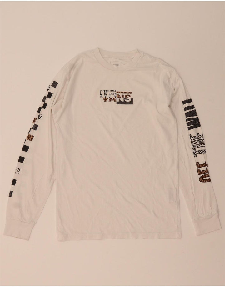 VANS Hombre Classic Fit Graphic Top Manga Larga Pequeño Algodón Blanco