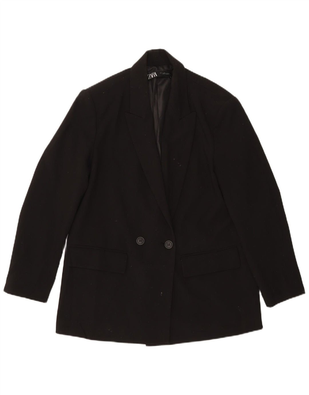 ZARA Chaqueta Blazer De Doble Botonadura Para Mujer UK 10 Small Poliéster Negro