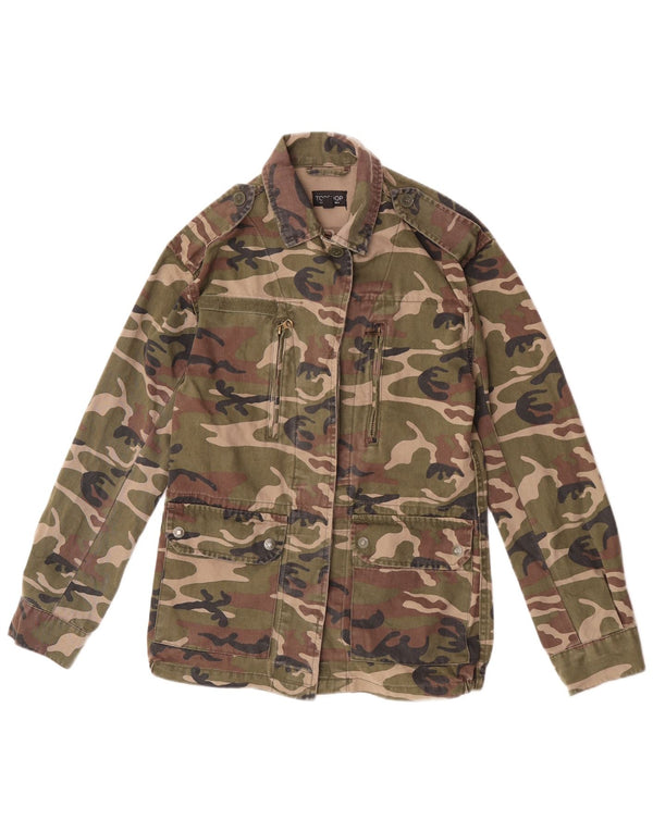 Topshop Chaqueta militar para mujer UK 6 XS Caqui Camuflaje Algodón