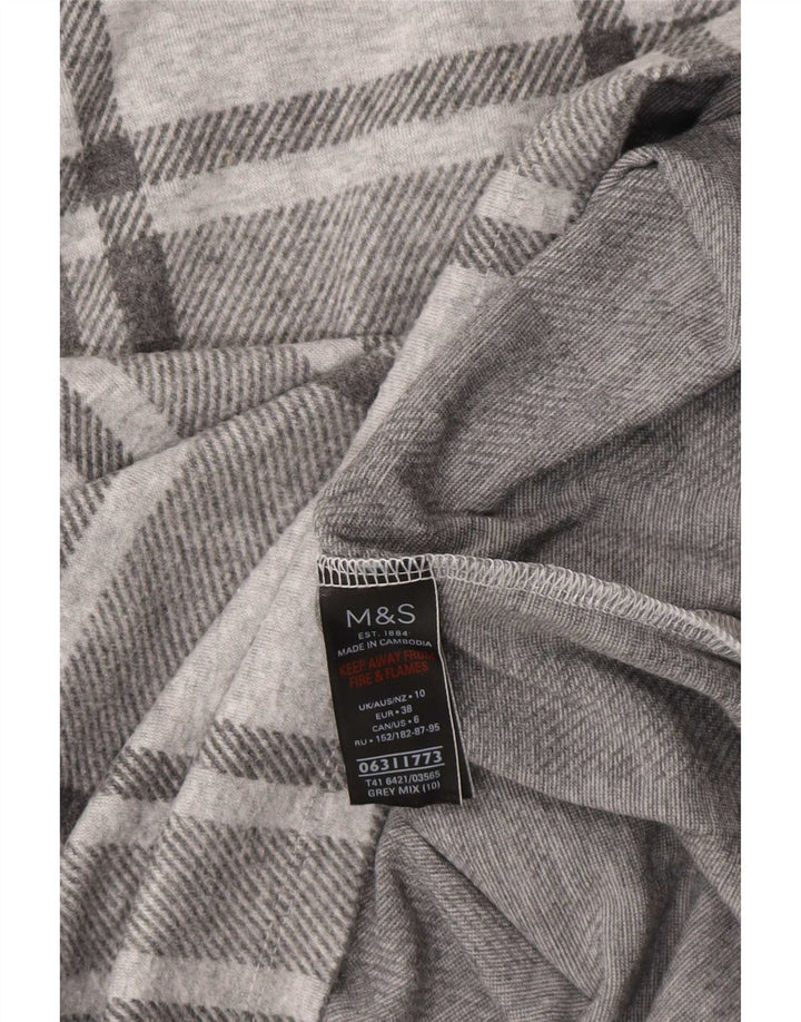 Marks & Spencer Top extragrande de manga larga para mujer UK 10 Small Grey Plaid