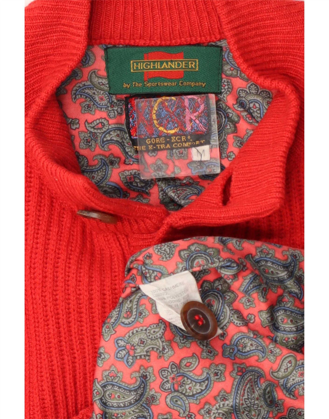 Highlander Cárdigan para hombre de cachemir naranja mediano
