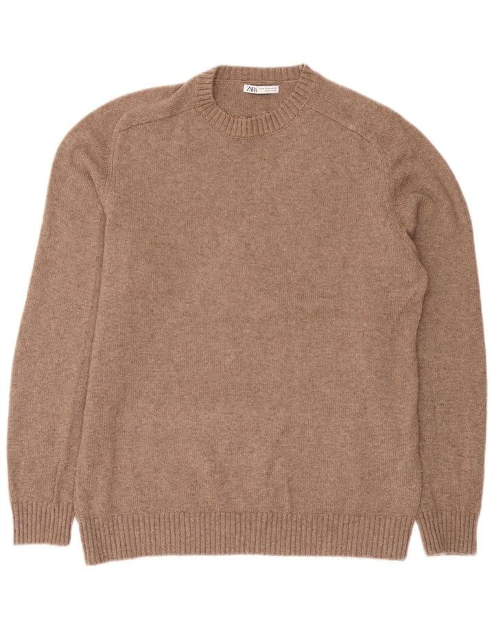 Zara Hombre Jersey Cuello Redondo Jersey Marrón Medio Poliéster