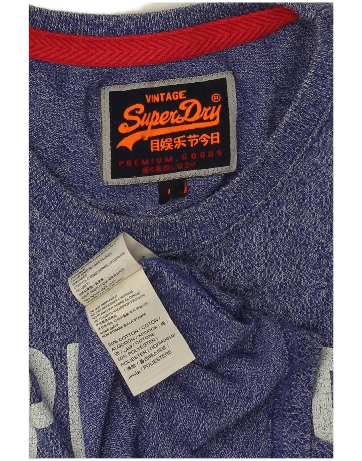 SUPERDRY Camiseta gráfica para hombre Top grande de algodón moteado azul