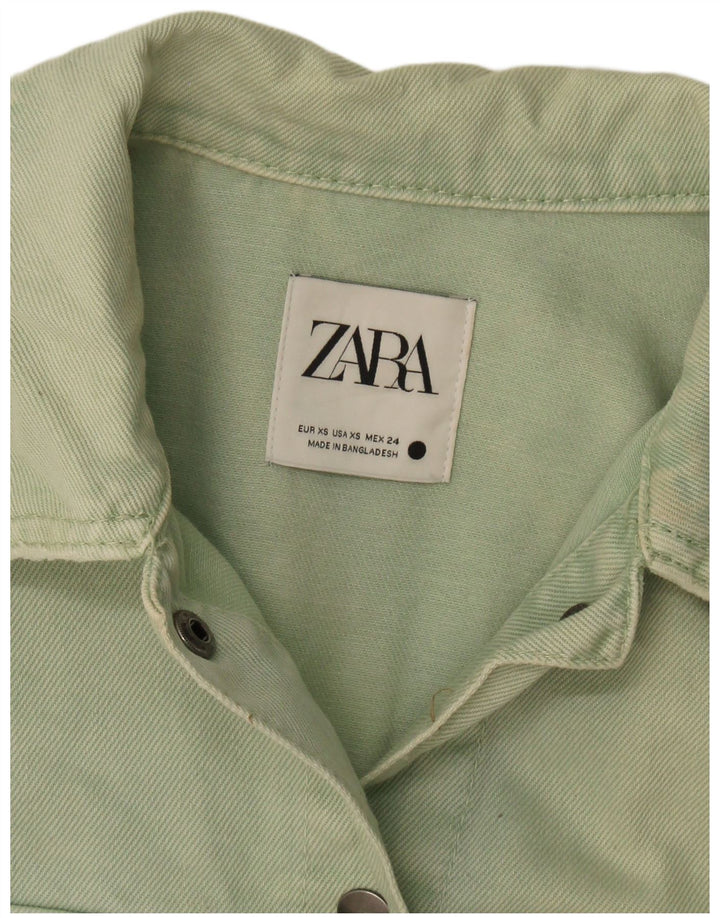 Zara Mujer Chaqueta Vaquera Extragrande UK 6 XS Verde