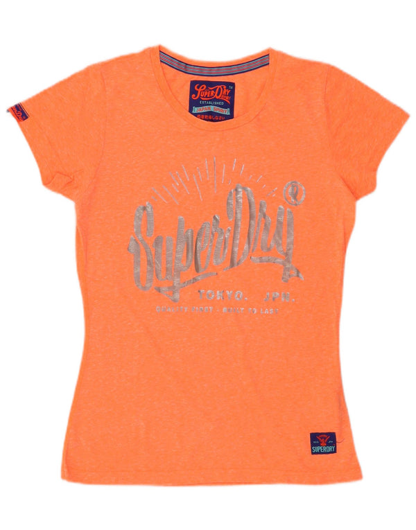SUPERDRY Camiseta gráfica para mujer Top UK 40 Poliéster moteado naranja mediano