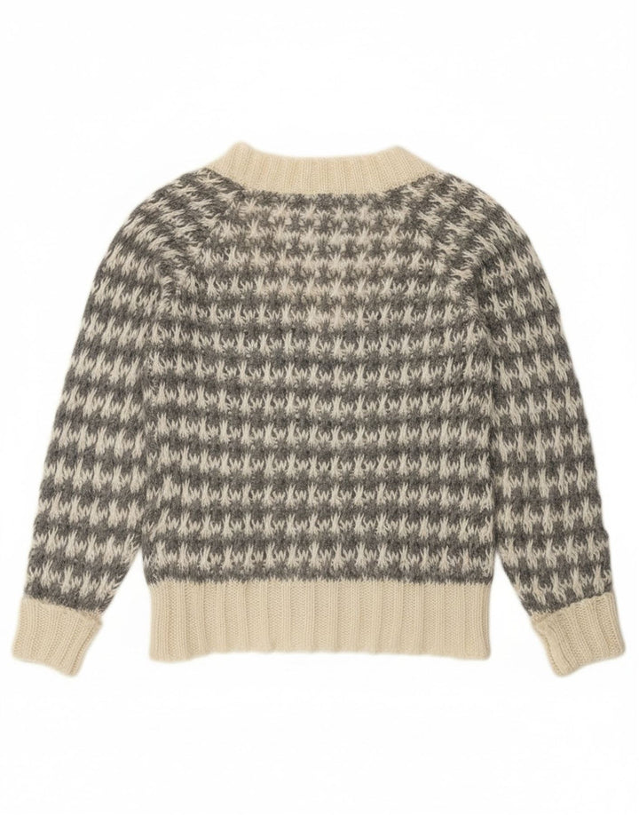 Benetton Jersey Con Cuello En V Para Mujer ES 44 Gris Medio Pata De Gallo