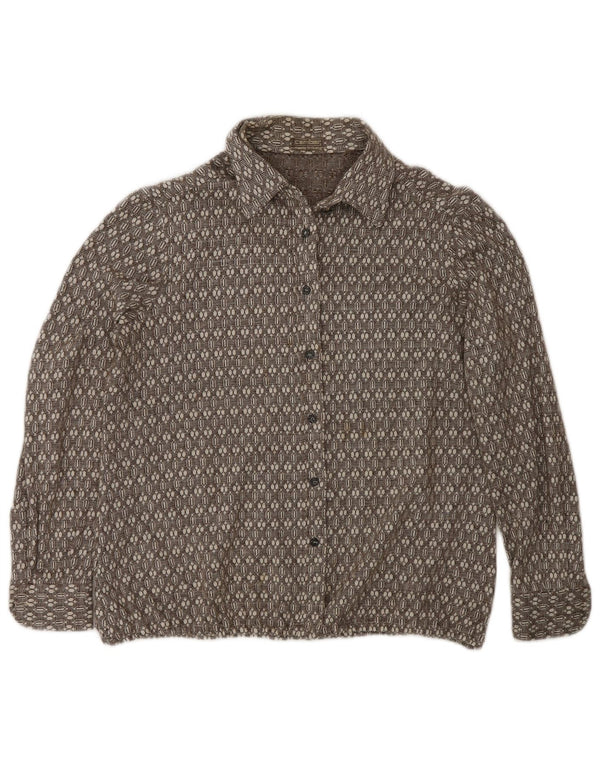 Camber Camisa de franela para mujer UK 46 Large Brown Geométrico