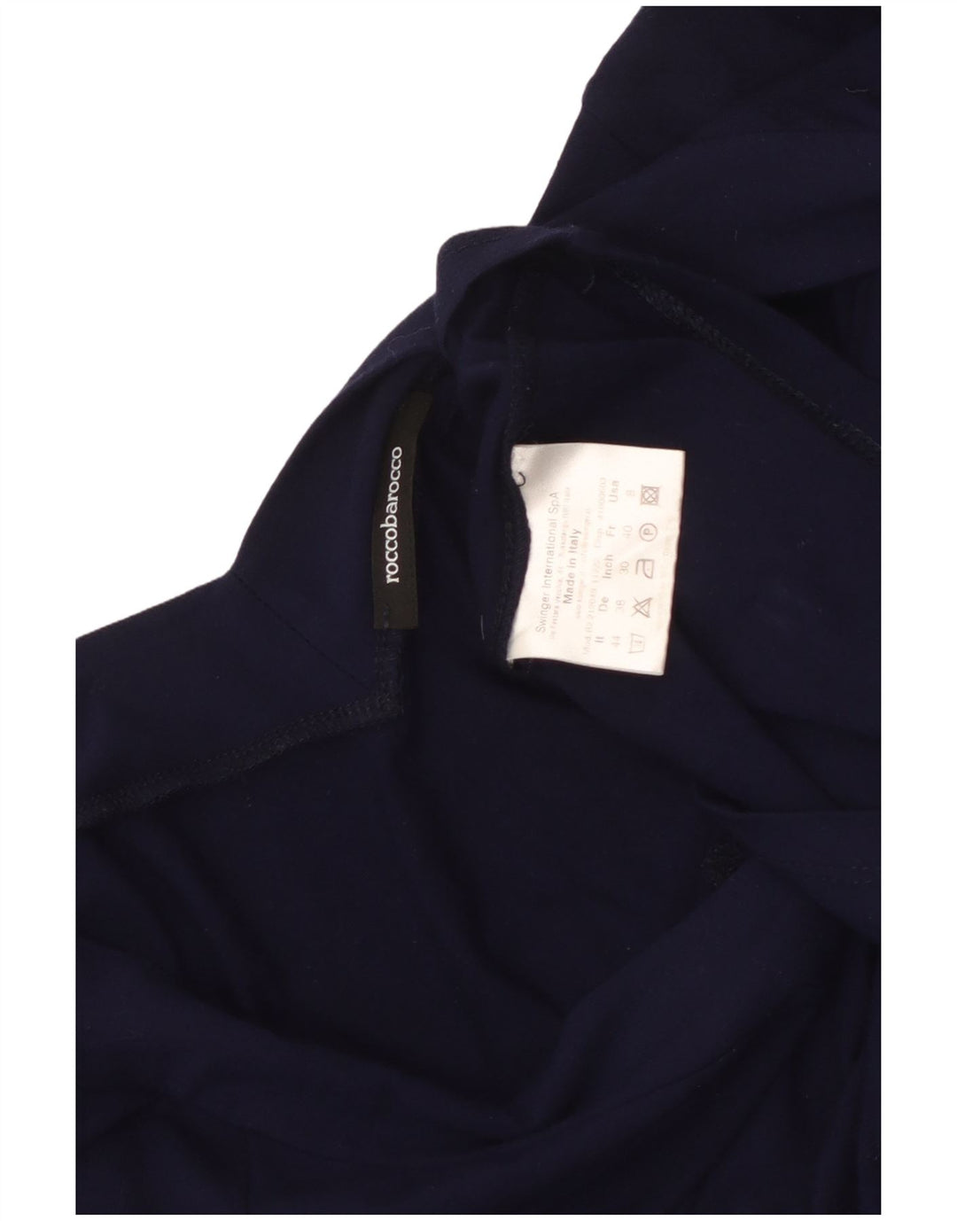 ROCCOBAROCCO Top corto para mujer de manga larga US 8 mediano azul marino viscosa