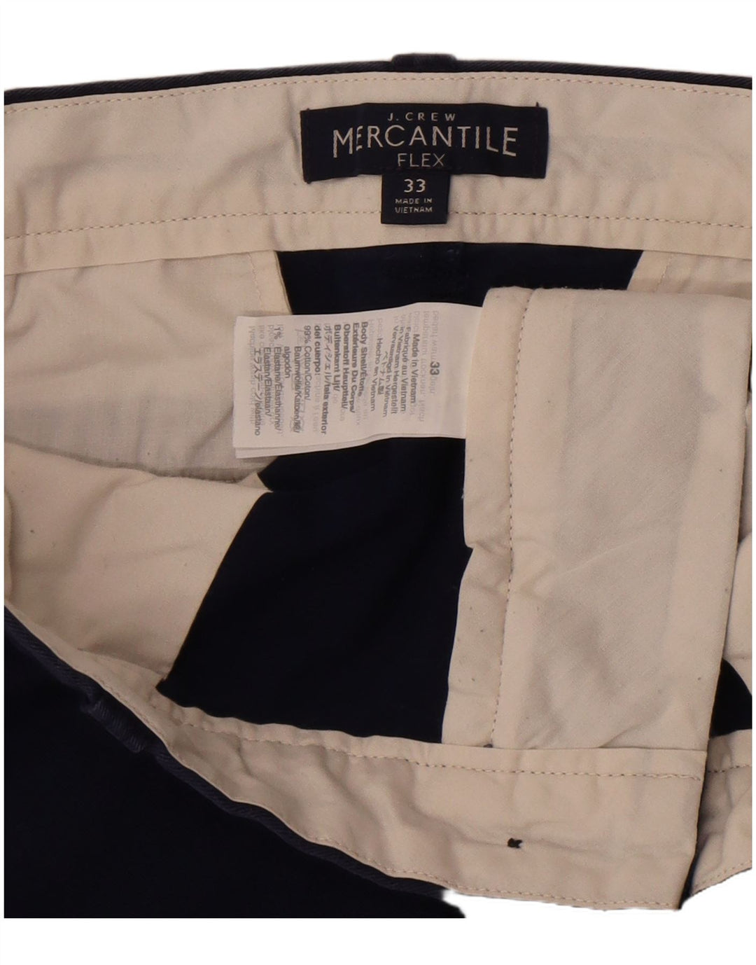 J. Crew Pantalones cortos chinos Flex de ajuste regular para hombre W33 Algodón azul marino mediano