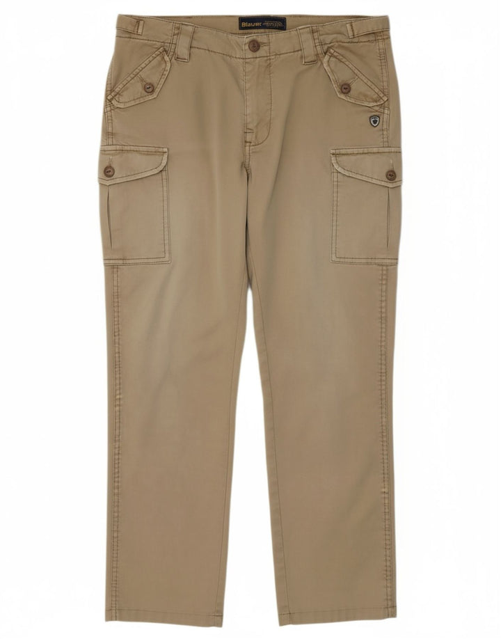 BLAUER Mens Straight Cargo Trousers  W31 L28 Beige Cotton