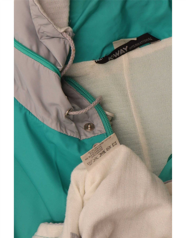 K-Way Chaqueta impermeable con capucha para hombre, talla 40, talla grande, color turquesa, poliamida