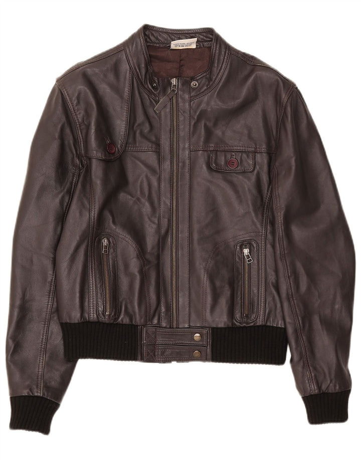 In Extenso Chaqueta Bomber de Cuero para Mujer UK 40 XL Marrón