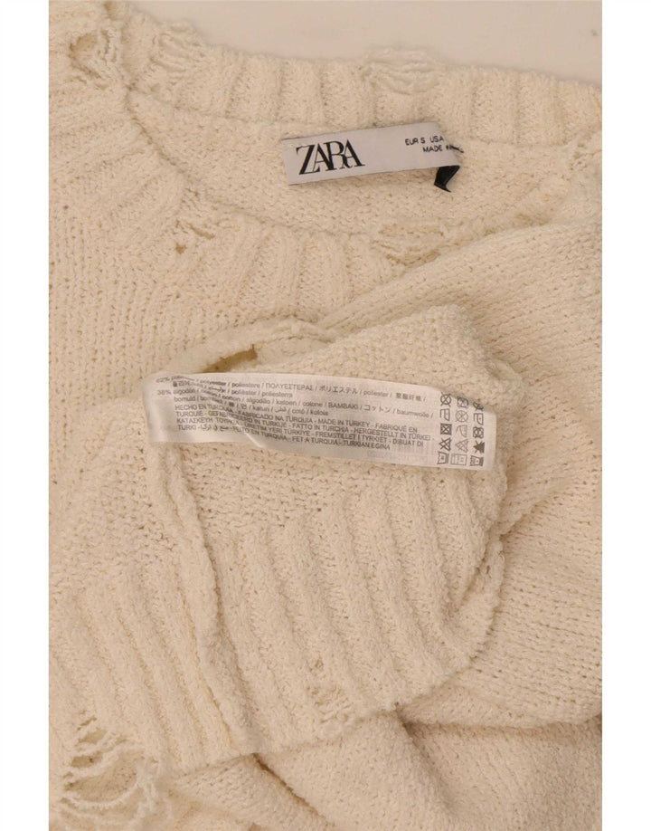 Zara Jersey Bolero Extragrande para Mujer Reino Unido 10 Pequeño Poliéster Blanco Roto