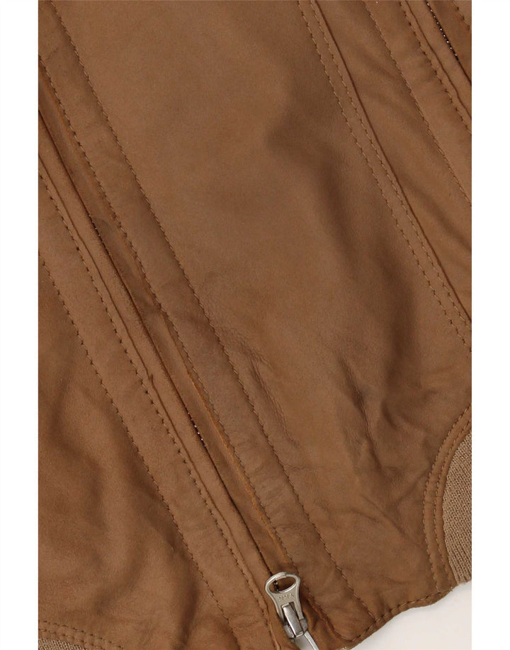 Vintage mujer ante bomber chaqueta IT 42 cuero marrón medio
