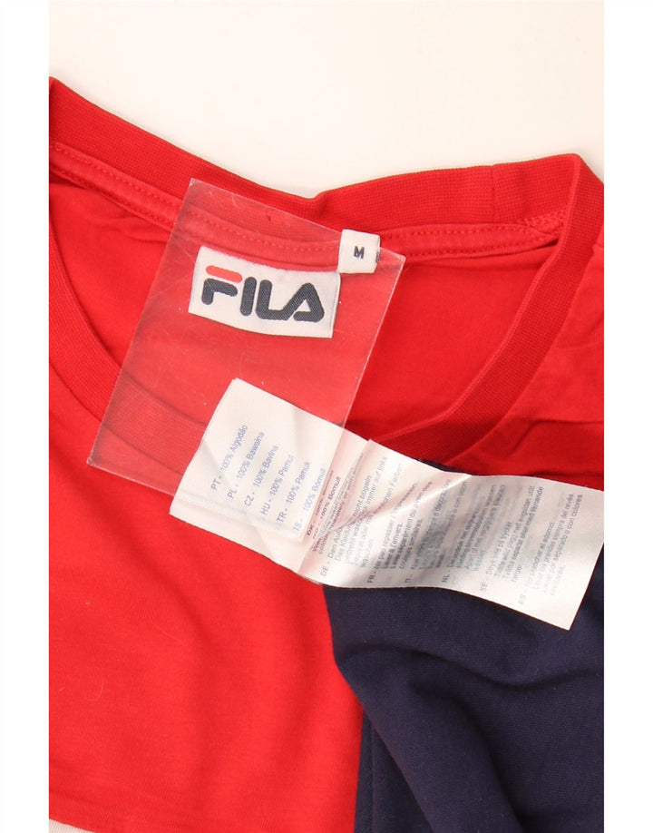 FILA Camiseta gráfica para hombre Top mediano de algodón con bloques de color multicolor