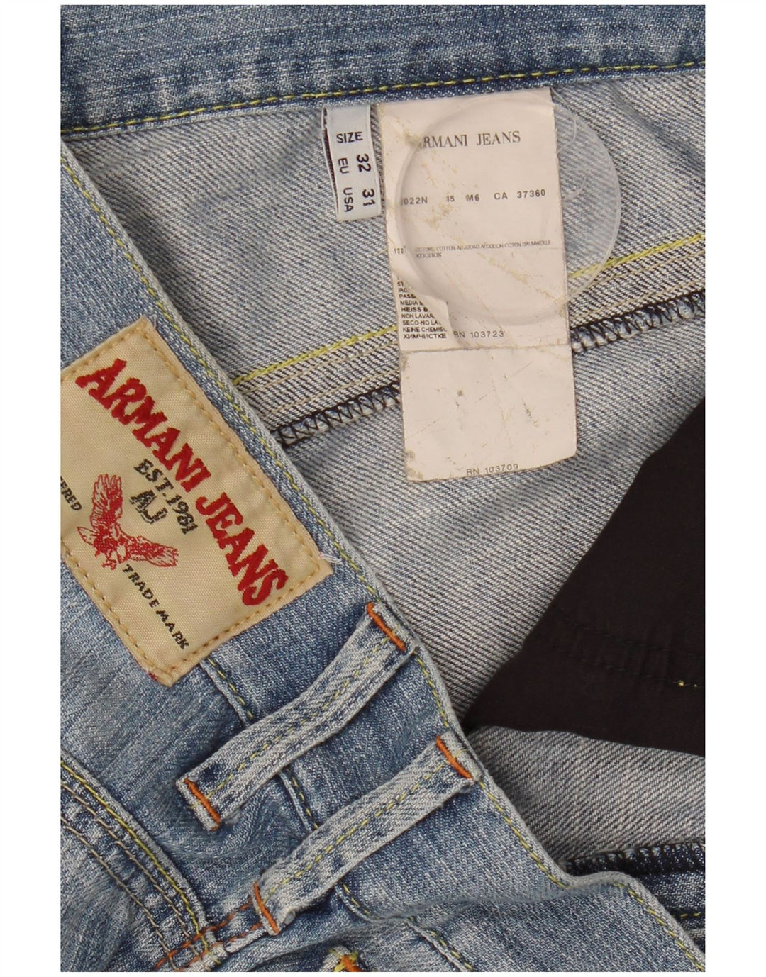 Armani Jeans ajustados desgastados para hombre W32 L34 Algodón azul