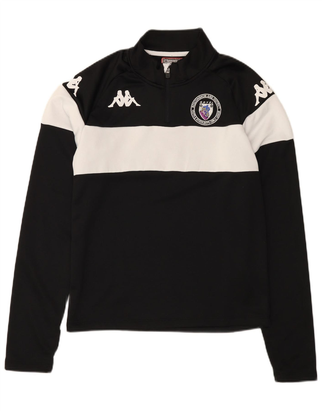 KAPPA Mens Graphic Zip Neck Pullover Chándal Top Pequeño Negro Colorblock